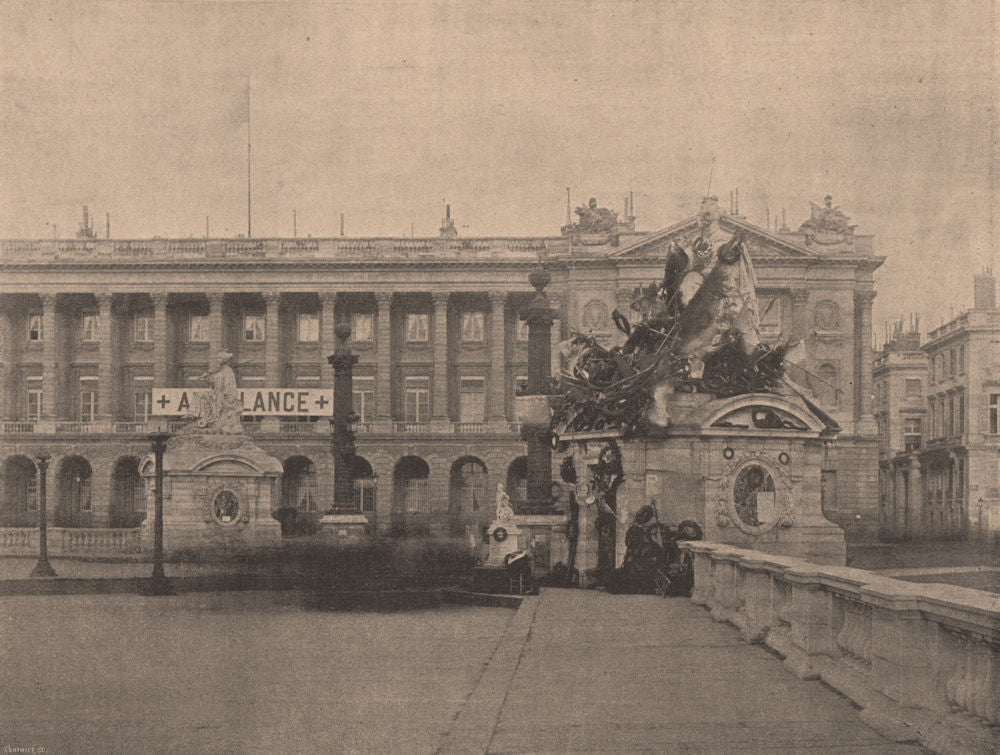 PARIS COMMUNE 1871. Statue de Strasbourg apres le Traité de Paix c1873 print